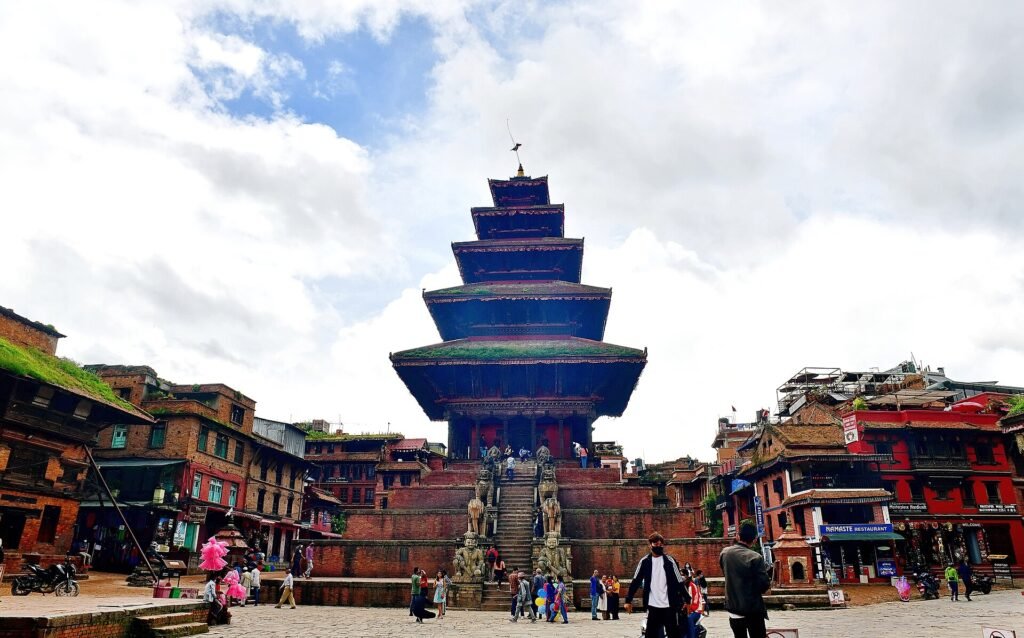 The five-roofed Nyatapola Temple on Taumadhi Square in Bhaktapur